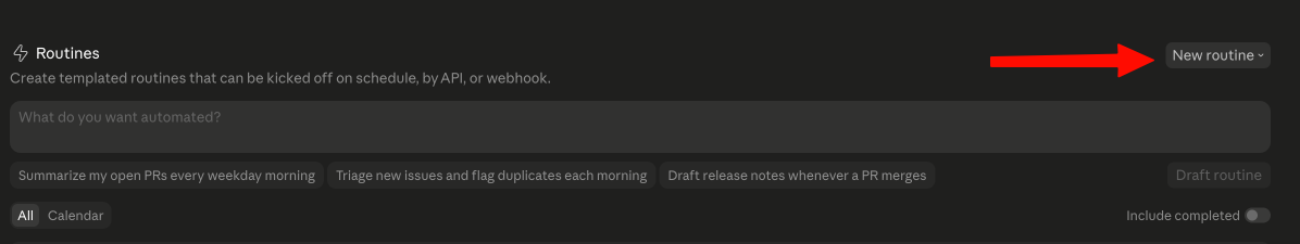 Starting a new routine and choosing between Local and Cloud.