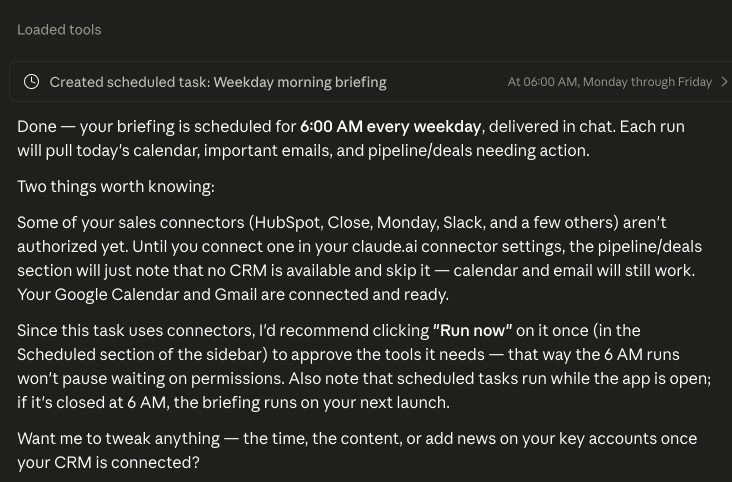 The saved routine appearing in the list.
