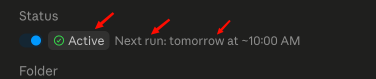 Clicking Run now and seeing the routine's result.